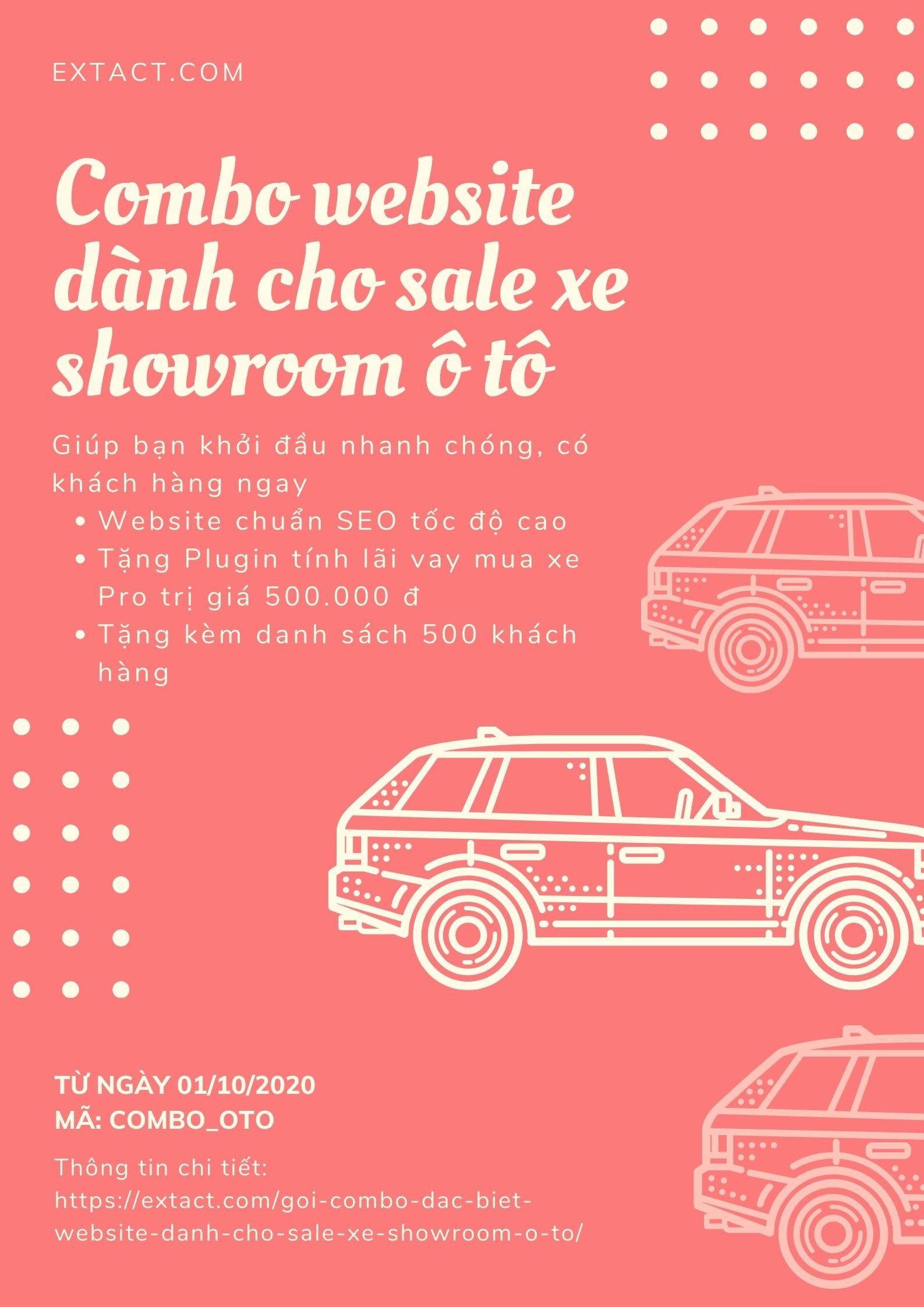 Gói Combo Đặc biệt Website dành cho Sale xe Showroom Ô tô
